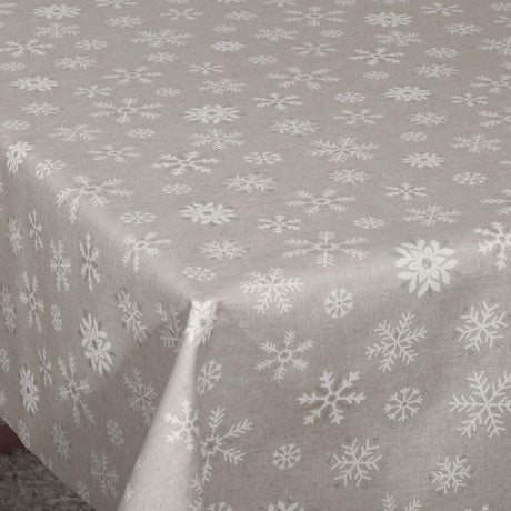 Iskrystal Hellgrau – abwaschbare Weihnachtstischdecke mit schönen Eiskristallen