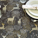 Abwaschbare Weihnachtstischdecke Golden Reindeers mit Rentieren in Grau/Gold