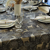 Abwaschbare Weihnachtstischdecke Golden Reindeers mit Rentieren in Grau/Gold