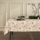 Weihnachtstischdecke Golden Reindeers von der Seite mit eleganten goldenen Rentiermotiven