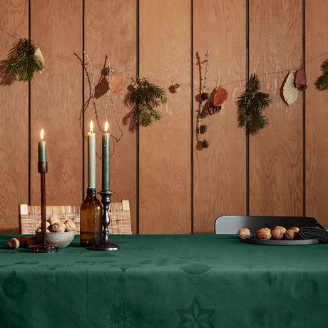 Rosendahl - Juna Weihnachtstischdecke Natale, schöne Damast Tischdecke in Grün - 150 cm x 270 cm
