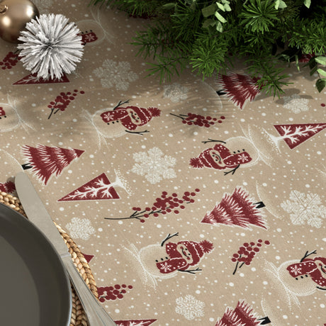 Weihnachtstischdecke Schneemänner und Glitzer - Nahaufnahme