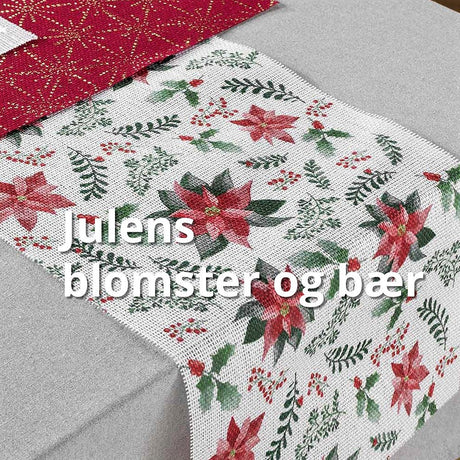 Tischläufer Weihnachten, 35 x 140 cm – Weihnachtsblumen und Beeren