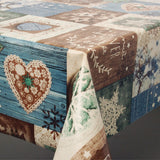 Wachstuch Tischdecke für Weihnachten Flocons - Kleine Schneeflocken - blau