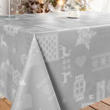 Wachstuch Tischdecke für Weihnachten - Weihnachten in den Alpen, grau