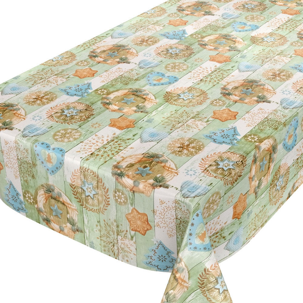 Weihnachten in Blau - Runde Wachstischdecke mit Gummizug - Für Tische Ø 60 - Ø 130 cm