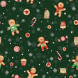 Wachstuch Tischdecke für Weihnachten – Weihnachtsleckereien, Lebkuchenmännchen und -frauen – Grün