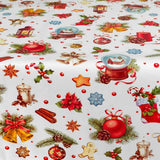 Wachstuch Tischdecke für Weihnachten – Weihnachtslaternen u. a., 140 cm breit