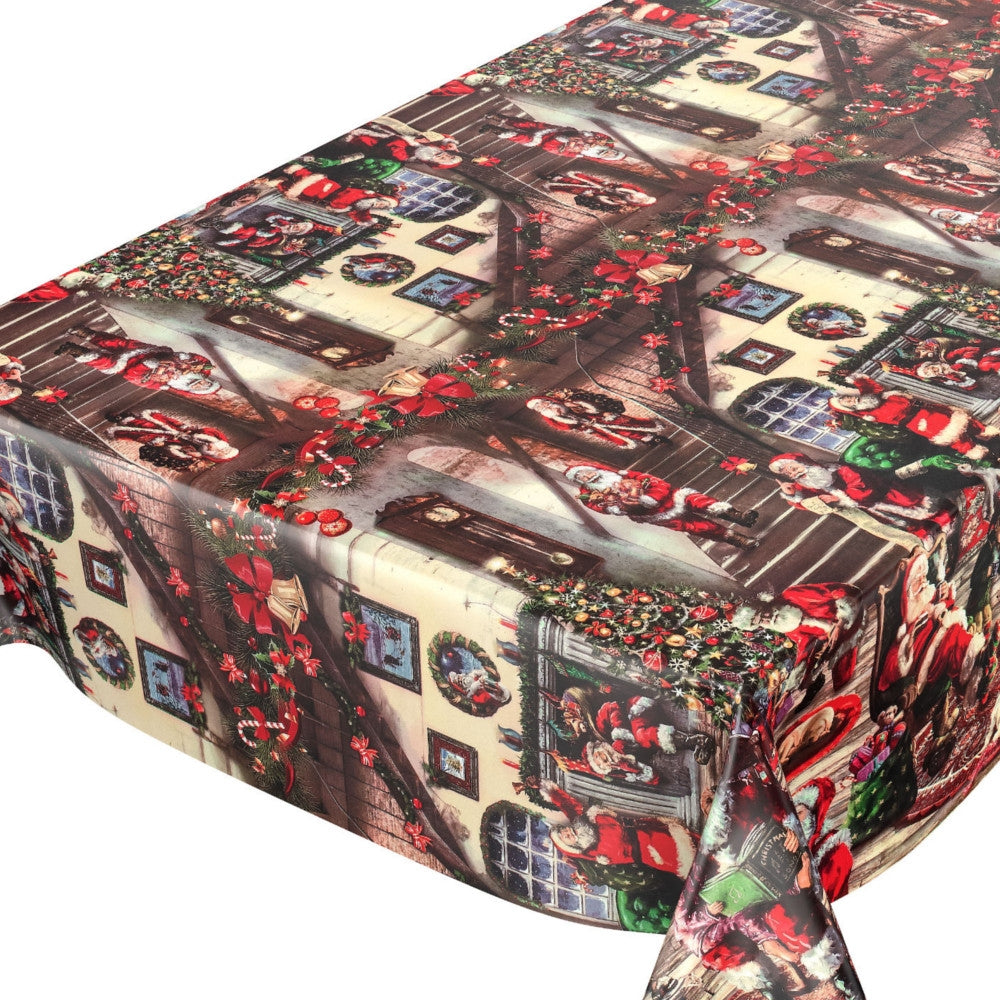 Wachstuch Tischdecke für Weihnachten - Weihnachtsmanns Weihnachtsabenteuer