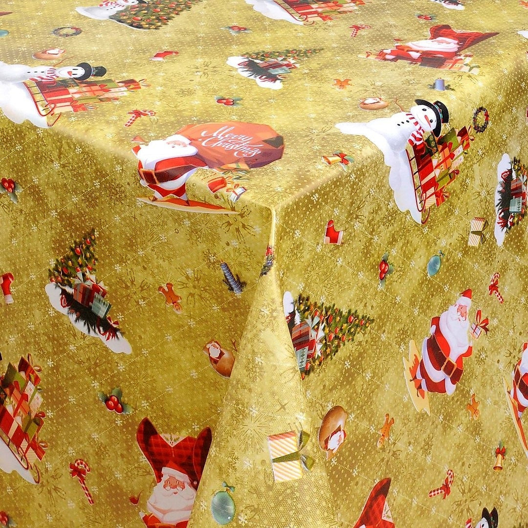 Wachstuch Tischdecke für Weihnachten Merry Christmas - Goldene Weihnacht, 140 cm breit