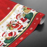 Weihnachtsmann mit Geschenken – rote Wachstuch Tischdecke für Weihnachten mit Weihnachtsmännern