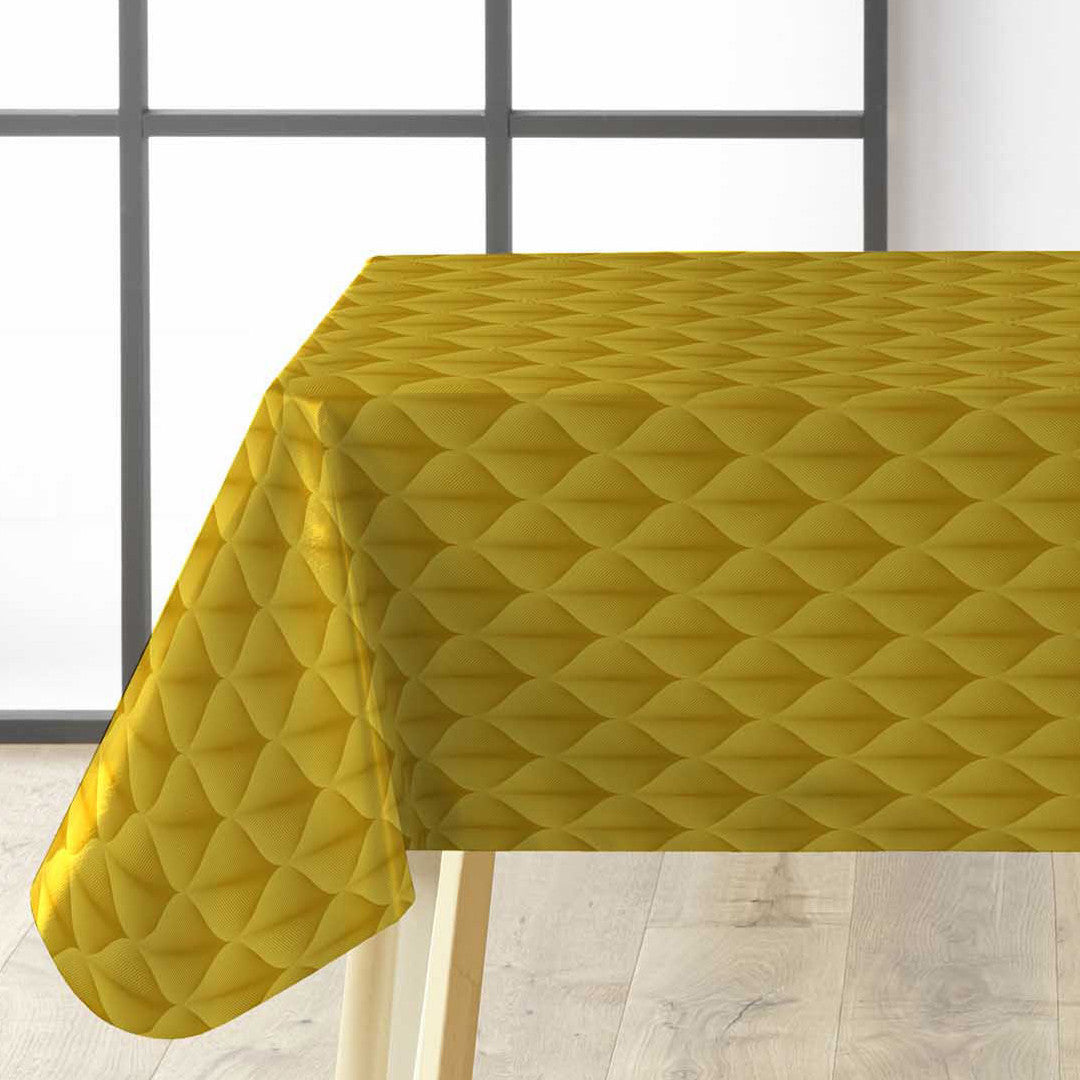 Kalini Luxury Gelb – Wachstuch Tischdecke mit grafischem Muster in schöner 3D-Optik, Ecke