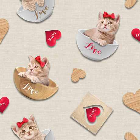 Kitty Natur Fotoprint - Wachstuch Tischdecke mit süßen Kätzchen