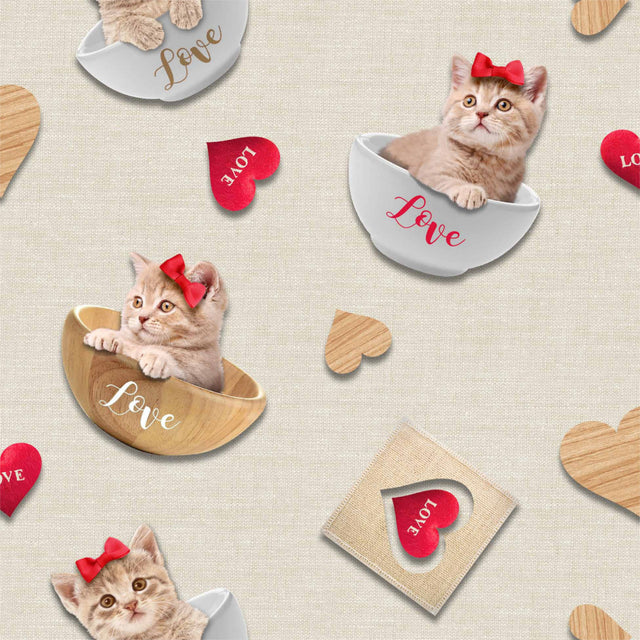 Kitty Natur Fotoprint - Wachstuch Tischdecke mit süßen Kätzchen