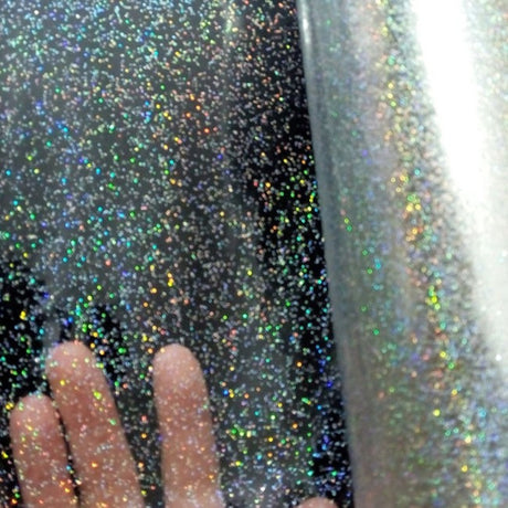 Tischfolie transparent Silber Hologramm - mit Glitzer in schönen Nuancen