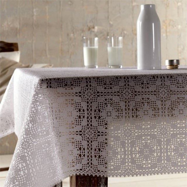 Spitzentischdecke Mondo – klassische Wachstuch Tischdecke in Weiß mit Spitzenoptik