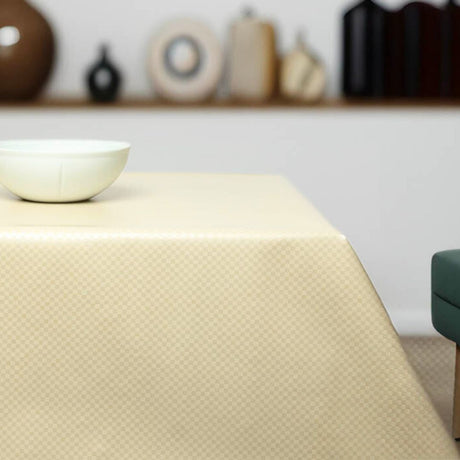 Klassisches Mini-Karo – Wachstuch Tischdecke in Creme, Ambiente