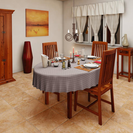 Klassisches Karo – Wachstuch Tischdecke in hellem Taupe, Ambiente