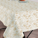 Klee – abwaschbare Tischdecke mit schönen Blumen in Hellbeige, 140 cm