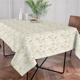 Klee – abwaschbare Tischdecke mit schönen Blumen in Hellbeige, 140 cm