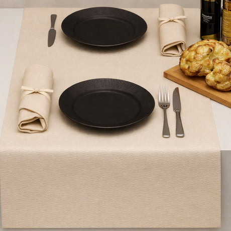 Kunstleder-Tischläufer Noblessa - Extra stark Dinner 4 two - 50 x 140 cm - Weiß