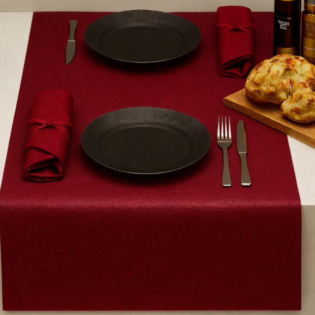 Kunstleder Noblessa Tischläufer – extra stark Dinner 4 two – 50 x 140 cm – Rot