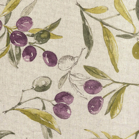 L’oliveto - Abwaschbare Tischdecke mit grünen und schwarzen Oliven am Zweig