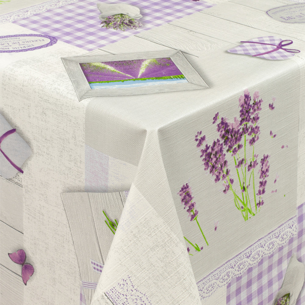 Lavendel Liv - Runde Wachstischdecke mit Gummizug
