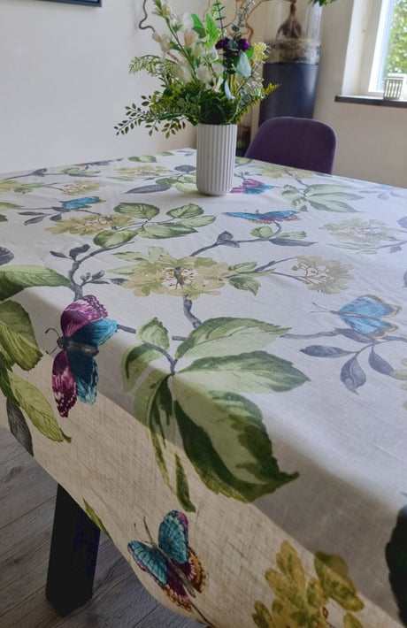 Diana Weiß, abwaschbare Leinen tischdecke von Laura Lancelle – 140 cm breit