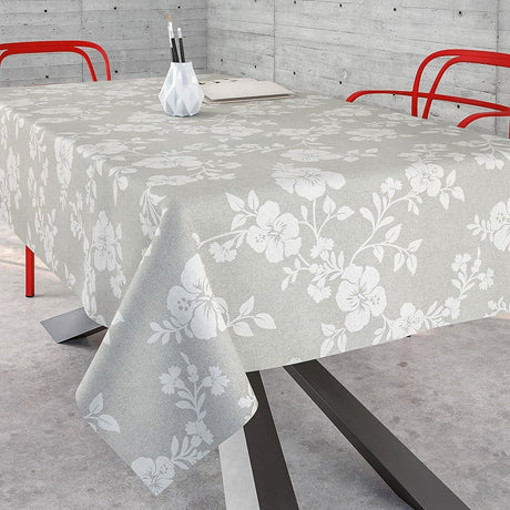 Lempicka, abwaschbare Tischdecke mit weißen Winden, 140 cm breit