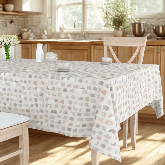 Leonor Beige – extra breite Wachstuch Tischdecke, 180 cm, Küchenambiente