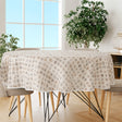 Leonor Beige - Runde Wachstuch-Tischdecke mit Einfassband Ø 180 cm, Ambiente