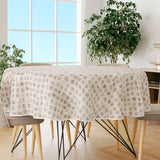 Leonor Beige - Runde Wachstuch-Tischdecke mit Einfassband Ø 180 cm, Ambiente