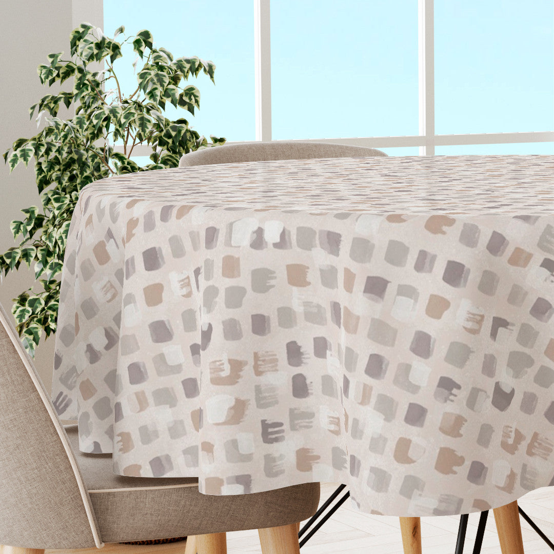 Leonor Beige – extra breite Wachstuch Tischdecke, 180 cm, rund