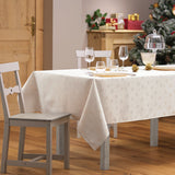 Les Rennes Metallic Natural 140 x 250 cm, rechteckige Weihnachtstischdecke, Ambienteaufnahme