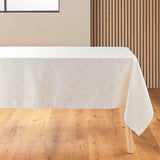 Les Rennes Metallic Natural 140 x 250 cm, rechteckige Weihnachtstischdecke auf dem Tisch