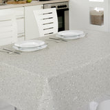 Light Me Up - 160 cm breite graue Wachstuch Tischdecke mit Strich und Punkt