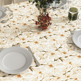 Liljeflor Weiß/Beige – abwaschbare Tischdecke mit schöner Tischdekoration