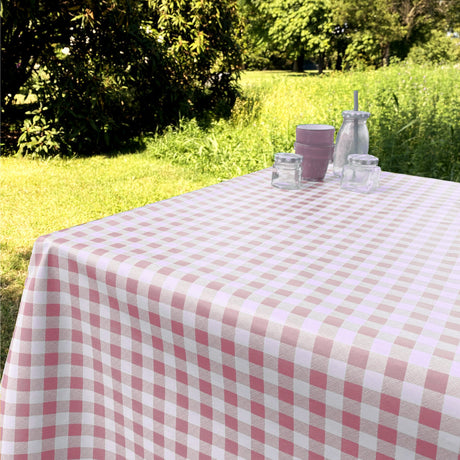Wachstuch Tischdecke mit klassischen Karos 1,5 x 1,5 cm - 140 cm breit - Helllila