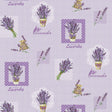 Blühender Lavendel – lila Wachstuch Tischdecke mit Lavendel als Strauß und im Topf