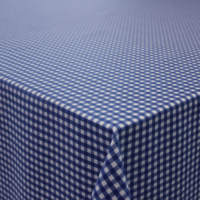 Blau-weiß karierte abwaschbare Tischdecke 140 cm