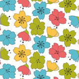 Lily Spring - Wachstuch Tischdecke mit bunten Linienblumen