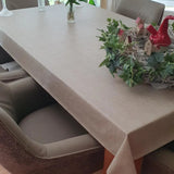 Linen Look Sand - einfarbige Wachstuch Tischdecke in Leinenoptik mit geprägter Oberfläche