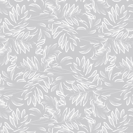 Live The Leaf Cotton Grey – elegante 160 cm breite Wachstuch Tischdecke mit weißen Blättern