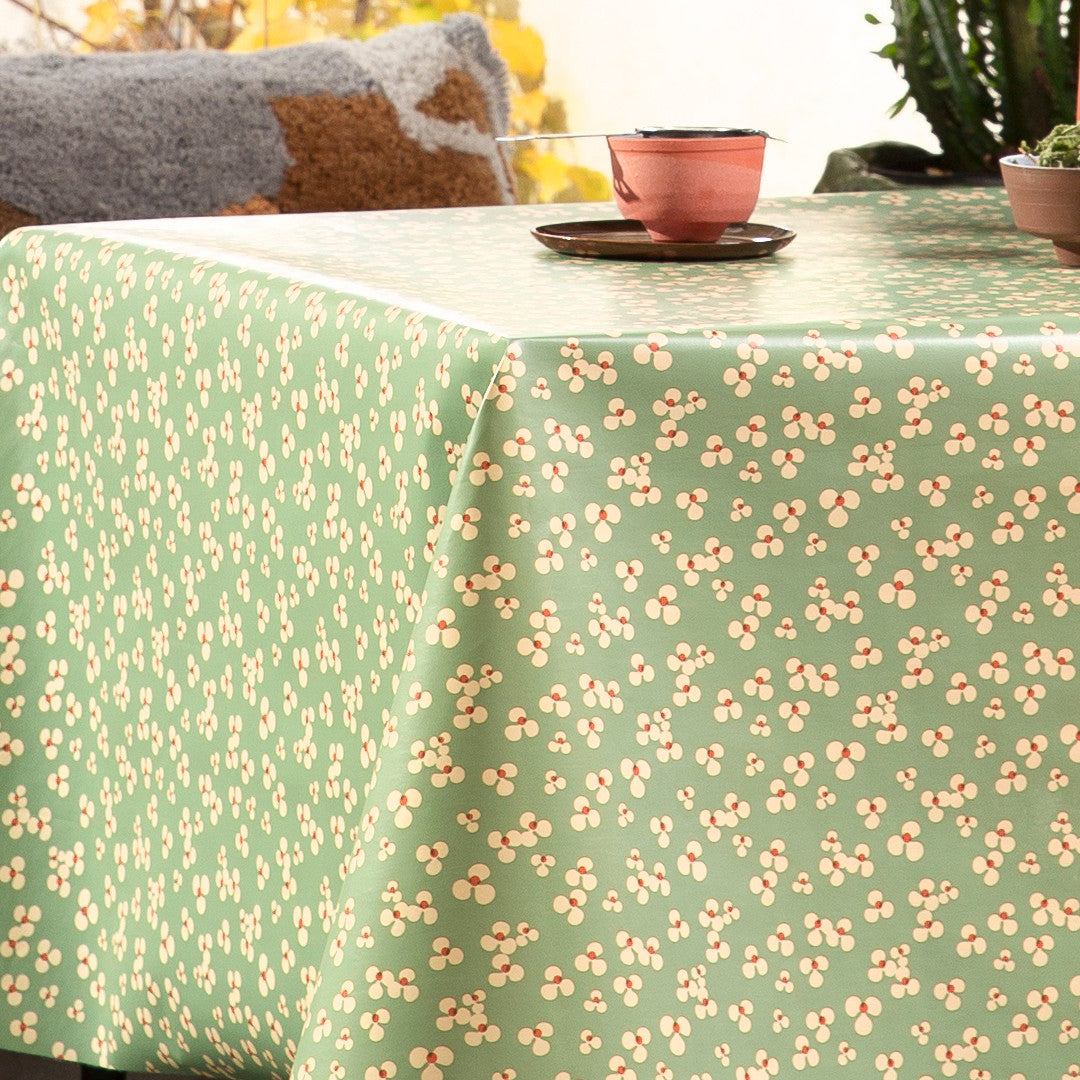 Niwa Green Tea – Lola Wachstuch Tischdecke mit zarten Blumen, Ecke