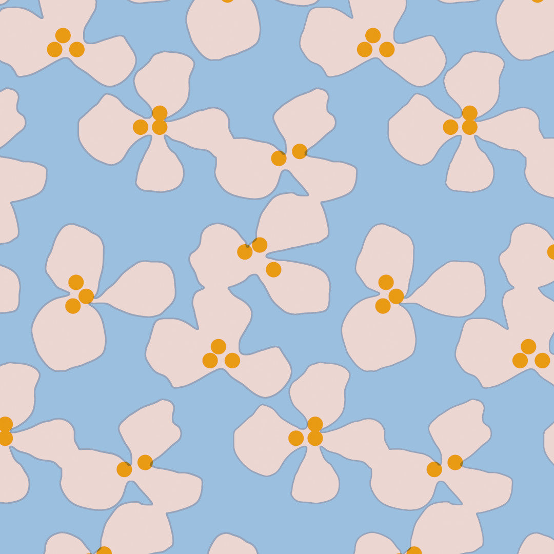 Poppy Baby Blue - Wachstuch Tischdecke mit frischem und verspieltem Design von Lola, Muster