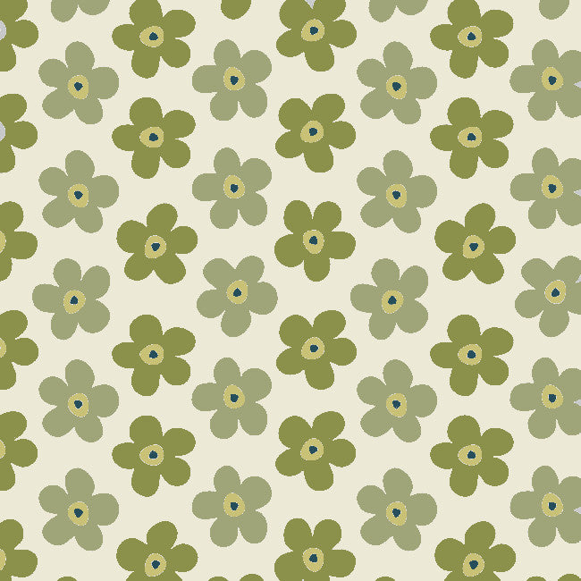 Small Big Flower Moss - Lola Wachstuch Tischdecke mit schönen Blumen, Muster 2