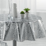 Metallise Luny grau – Runde Wachstuch-Tischdecke, Ø 155 cm