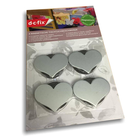 Magnetische Tischdeckenbeschwerer, silbernes Herz – 4er-Set