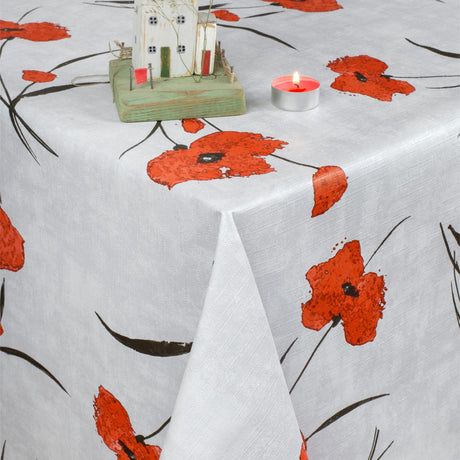 Manga-Mohnblumen, Wachstuch Tischdecke mit leicht geprägter Oberfläche